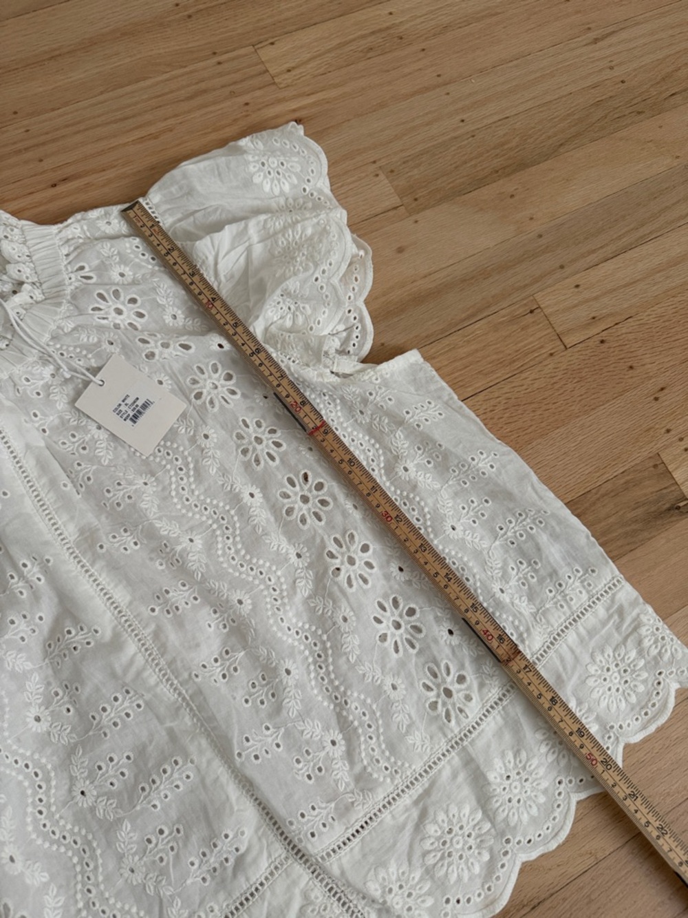 Jennifer & Grace Eyelet Cottagecore Cotton Blouse Top Size XL White Minimalist - Picture 10 of 10
